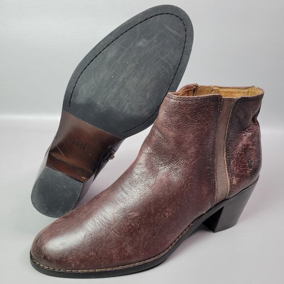 Womens Frye Jolene Inside Zip Short Brick Red Brown Boots Size 7.5 M Bootie - Picture 1 of 14